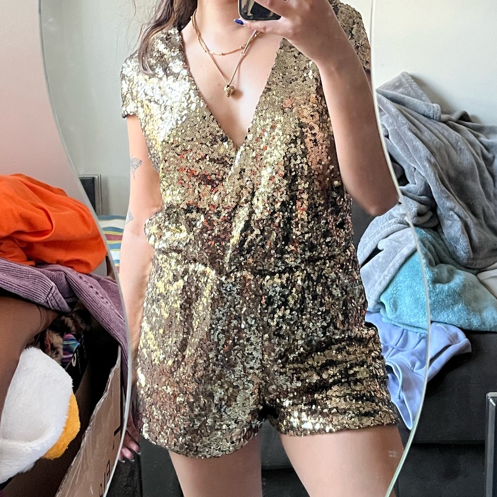 Sparkly gold romper